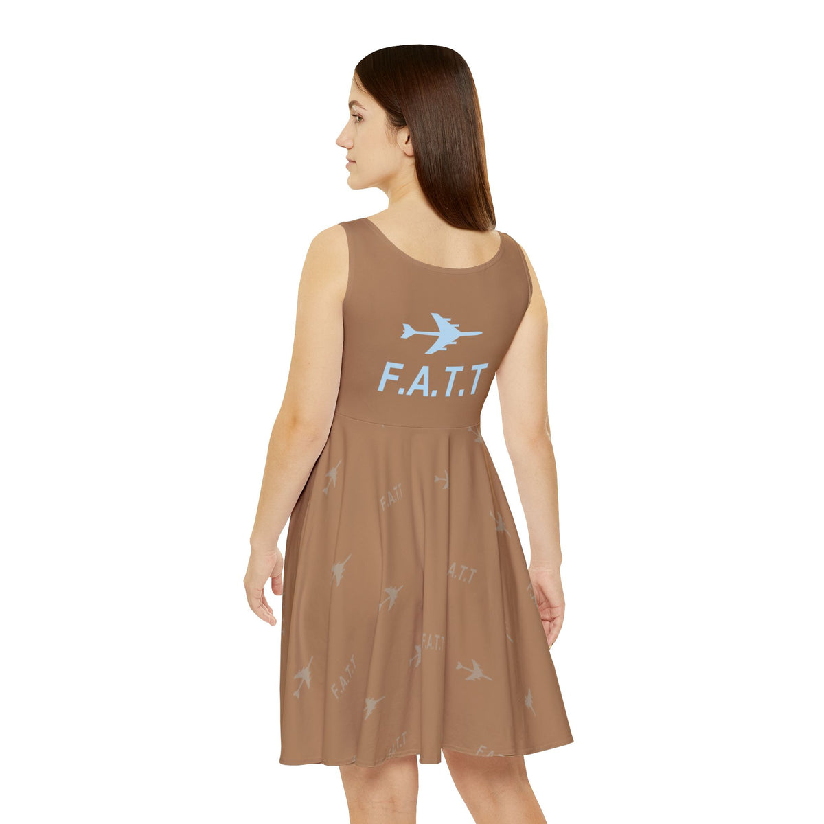 F.A.T.T Women's Flight Skater Dress — Mocha / Sky Blue