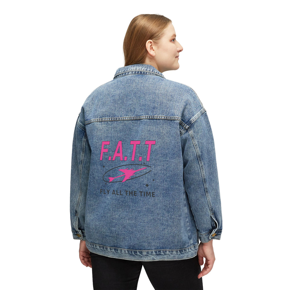 F.A.T.T Women's Flight Denim Jacket — Hot Pink / Black