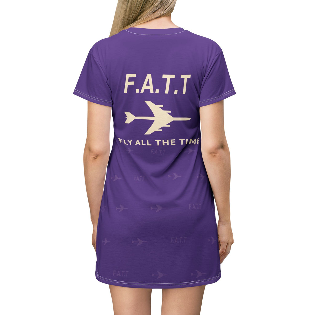 F.A.T.T Women's Flight T-Shirt Dress — Royal Purple / Cream