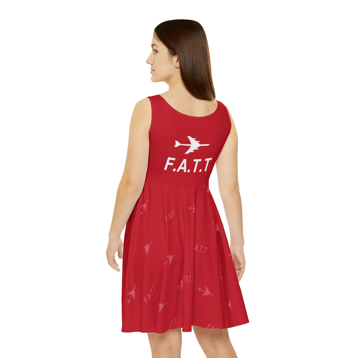 F.A.T.T Women's Flight Skater Dress — Cherry Red / White