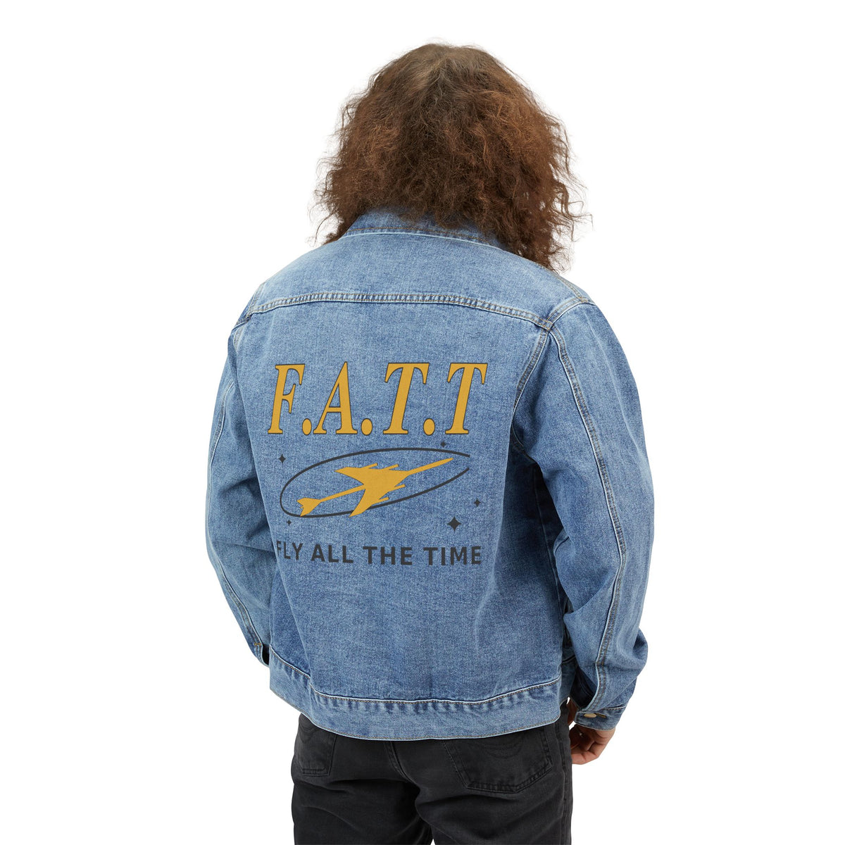 F.A.T.T Men's Flight Denim Jacket — Mustard / Black