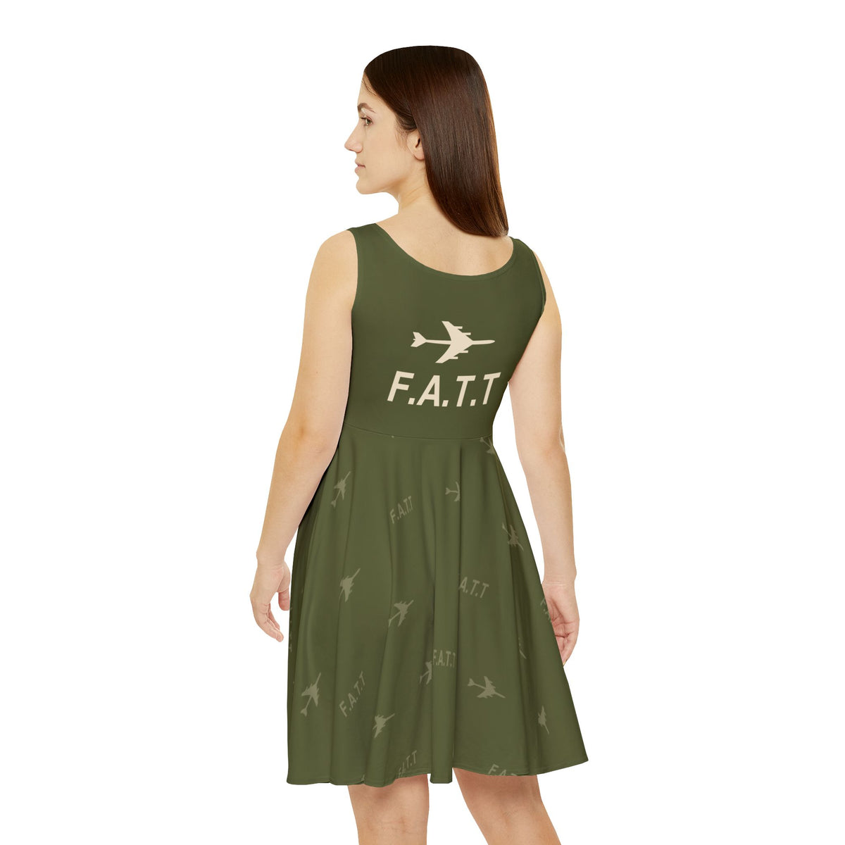 F.A.T.T Women's Flight Skater Dress — Olive / Cream
