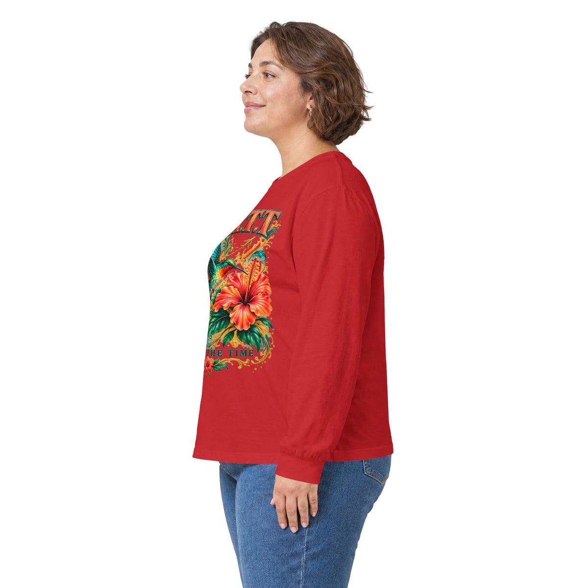 F.A.T.T Women’s Hummingbird & Hibiscus Graphic Long Sleeve