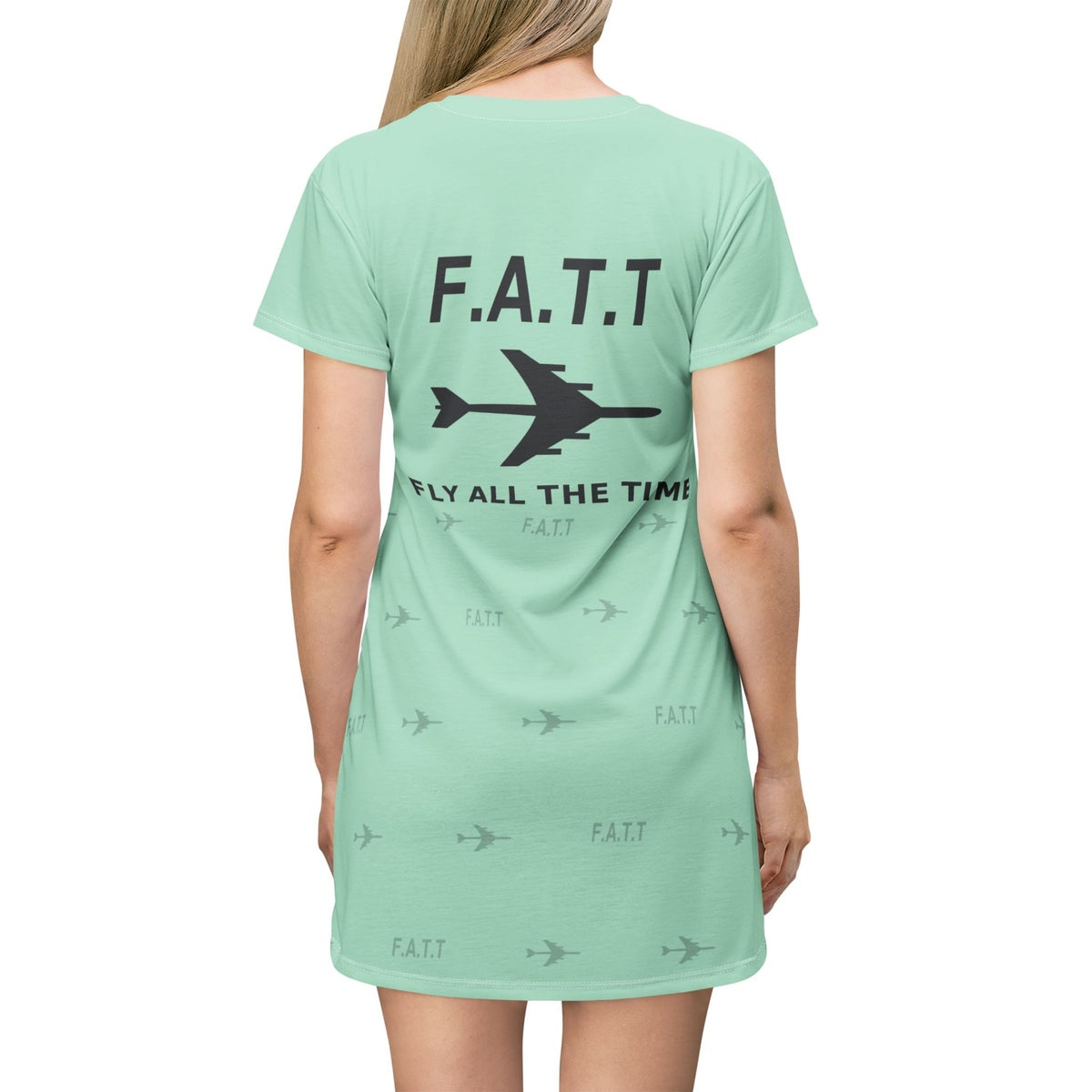 F.A.T.T Women's Flight T-Shirt Dress — Mint / Charcoal