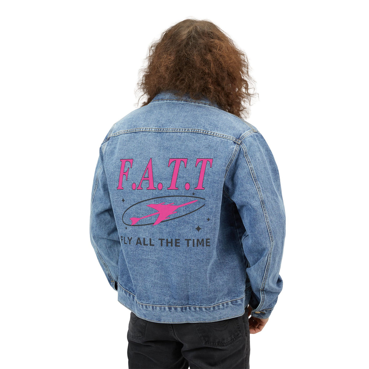 F.A.T.T Men's Flight Denim Jacket — Hot Pink / Black
