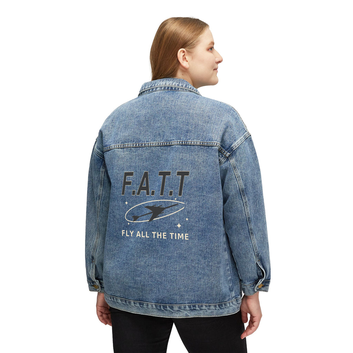 F.A.T.T Women's Flight Denim Jacket — Jet Black / Cream
