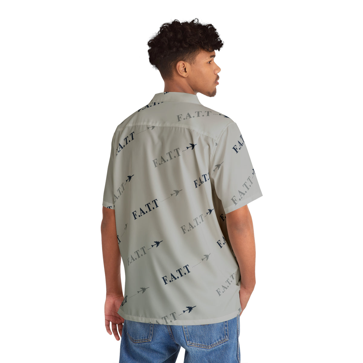 F.A.T.T Flight Monogram Button-Up — Cool Grey / Navy