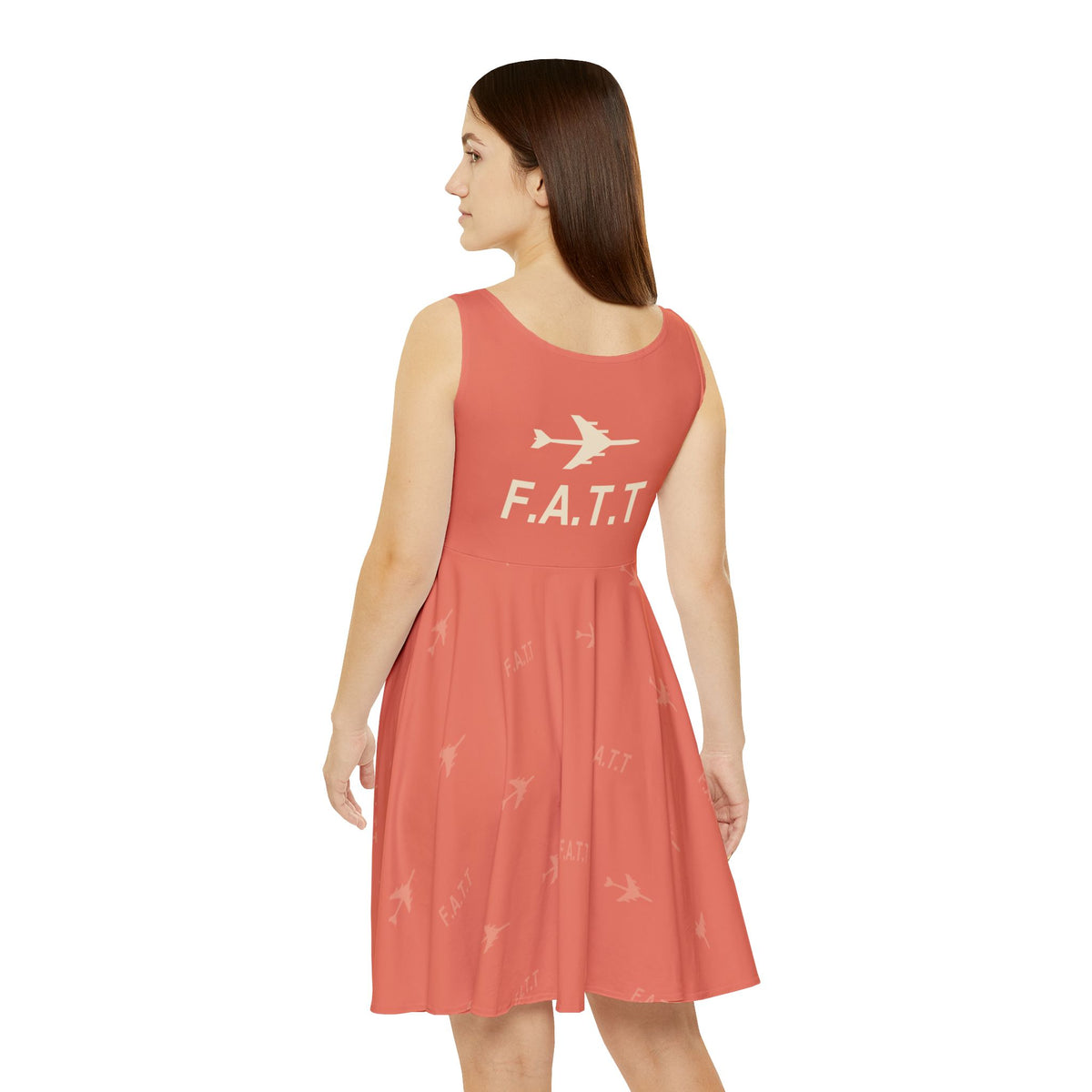 F.A.T.T Women's Flight Skater Dress — Coral / Cream