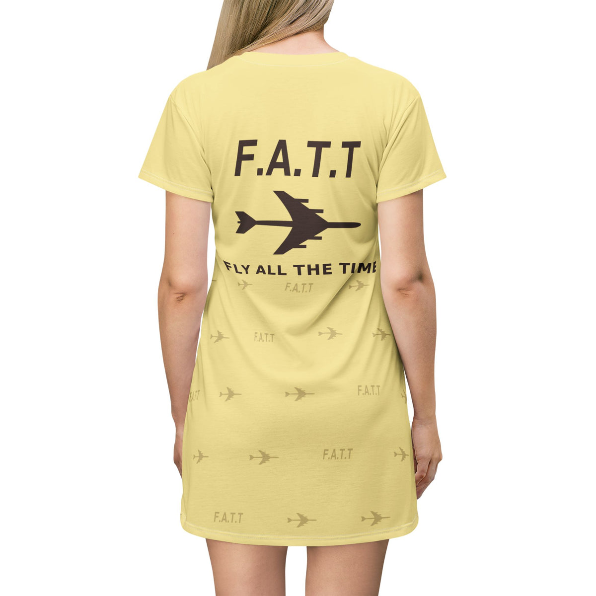 F.A.T.T Women's Flight T-Shirt Dress — Butter Yellow / Chocolate