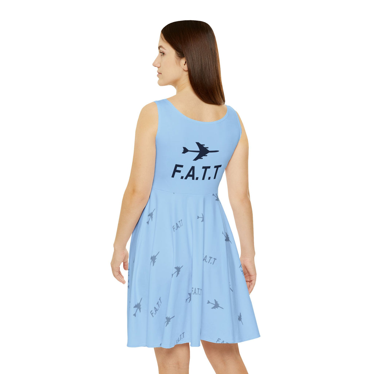 F.A.T.T Women's Flight Skater Dress — Sky Blue / Navy