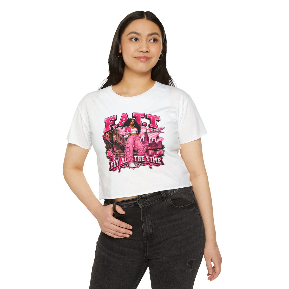 F.A.T.T Women's Pink City Graphic Crop Top