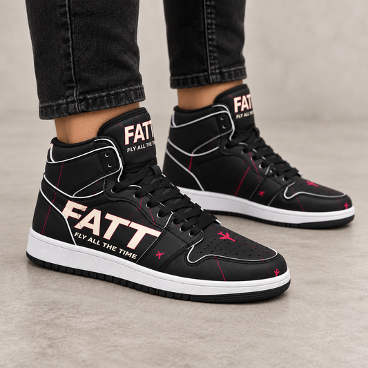 FATT Rose Noir Motion High Top — side on-foot view