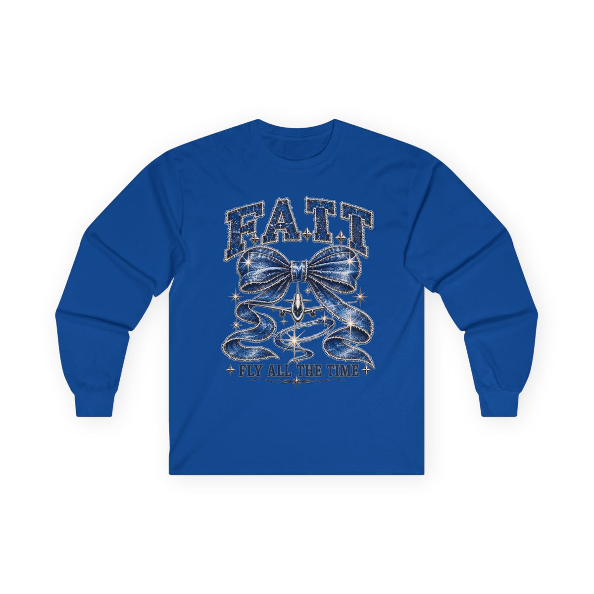 F.A.T.T Women’s Denim Bow Graphic Long Sleeve