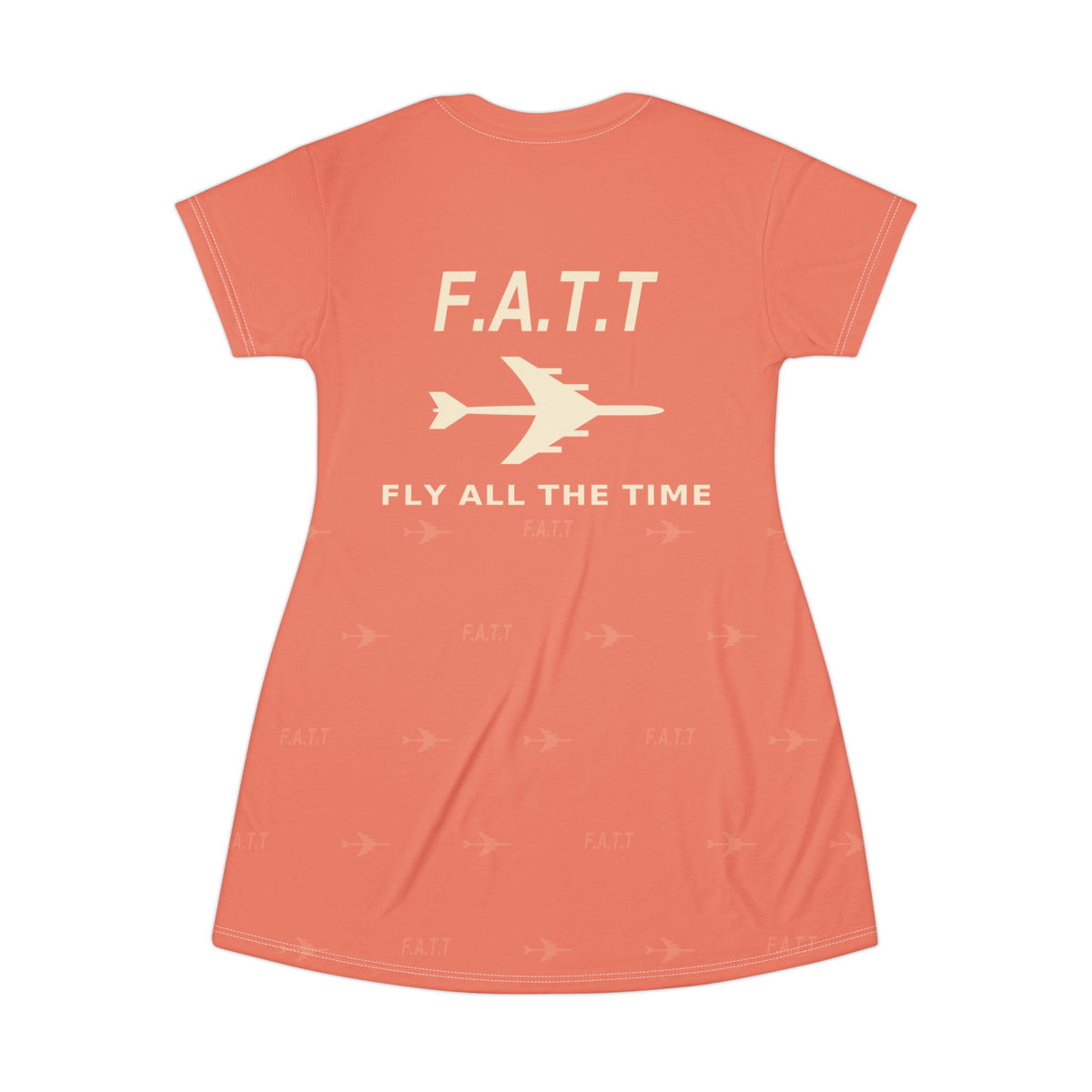 F.A.T.T Women's Flight T-Shirt Dress — Coral / Cream