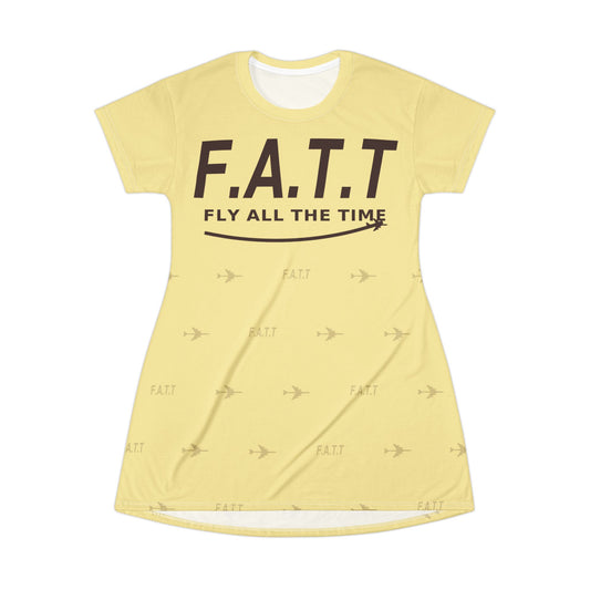 F.A.T.T Women's Flight T-Shirt Dress — Butter Yellow / Chocolate