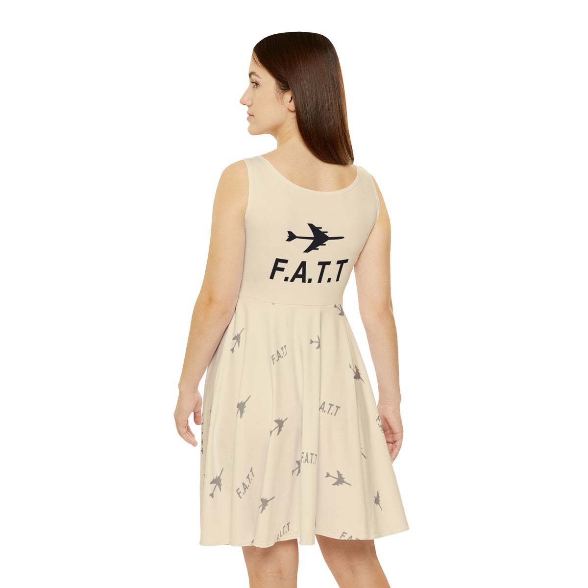 F.A.T.T Women's Flight Skater Dress — Ivory / Black