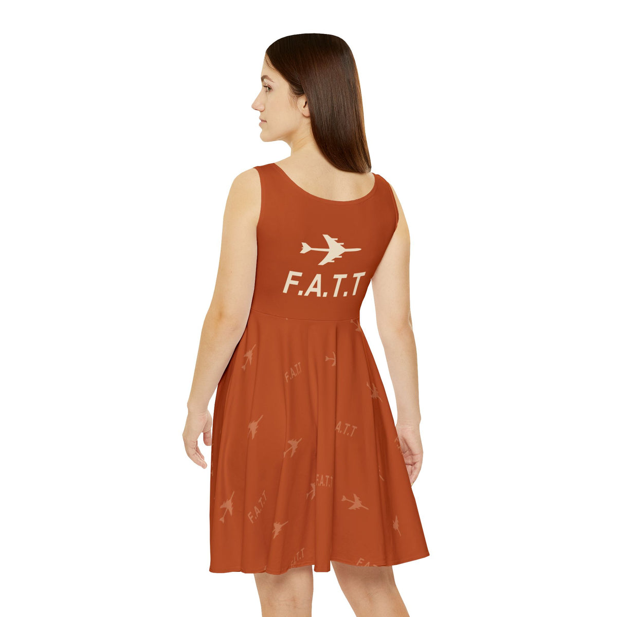 F.A.T.T Women's Flight Skater Dress — Burnt Orange / Cream