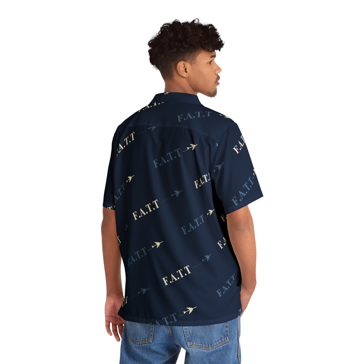 F.A.T.T Flight Monogram Button-Up — Navy / Ivory