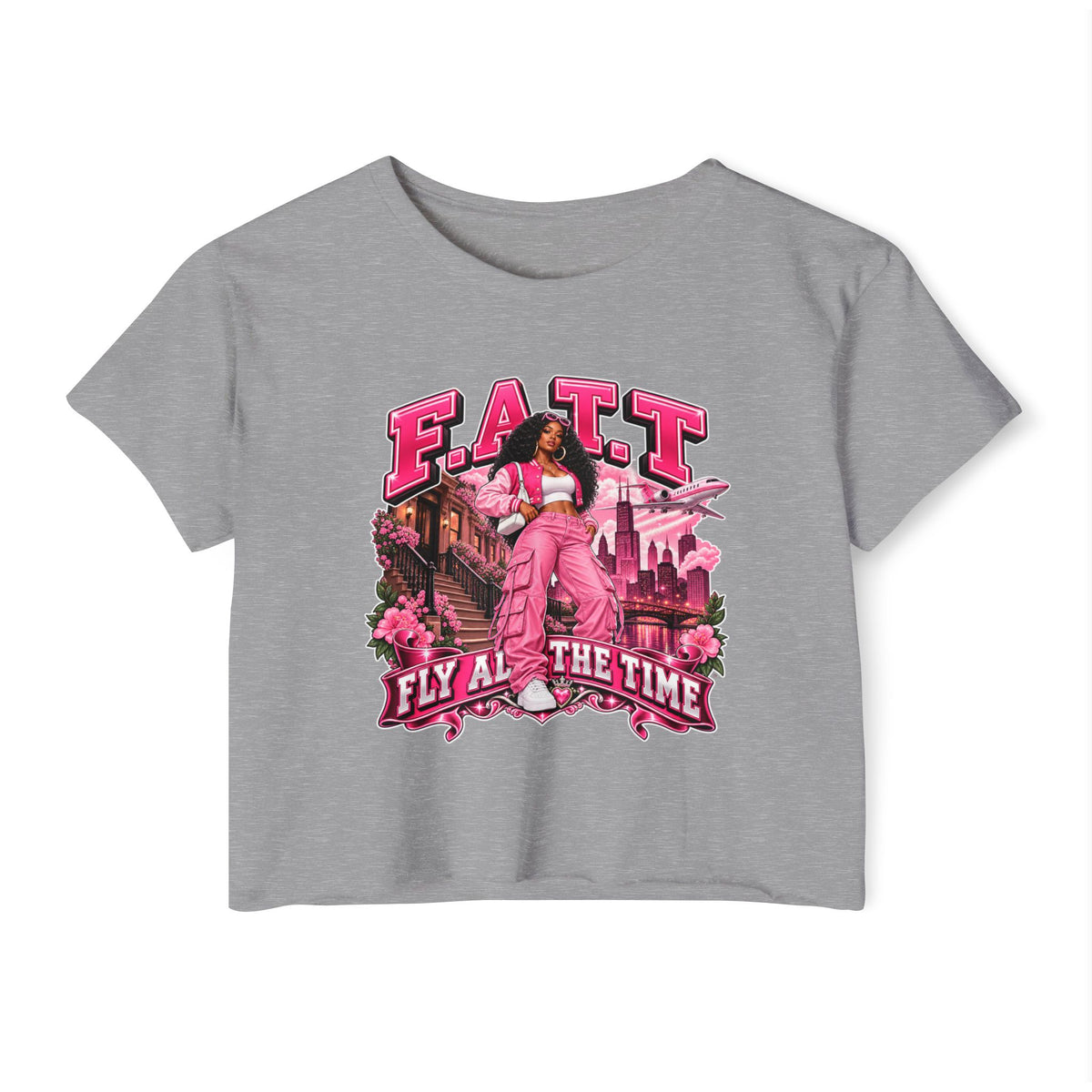F.A.T.T Women's Pink City Graphic Crop Top