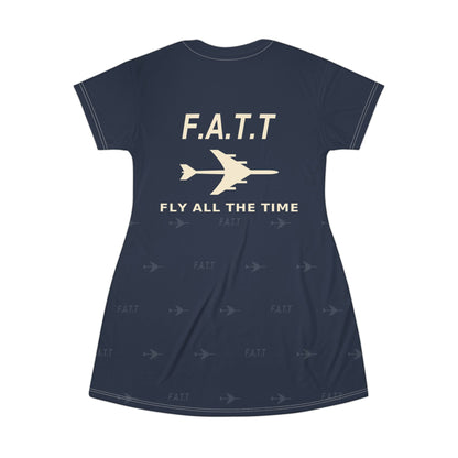 F.A.T.T Women's Flight T-Shirt Dress — Navy / Cream
