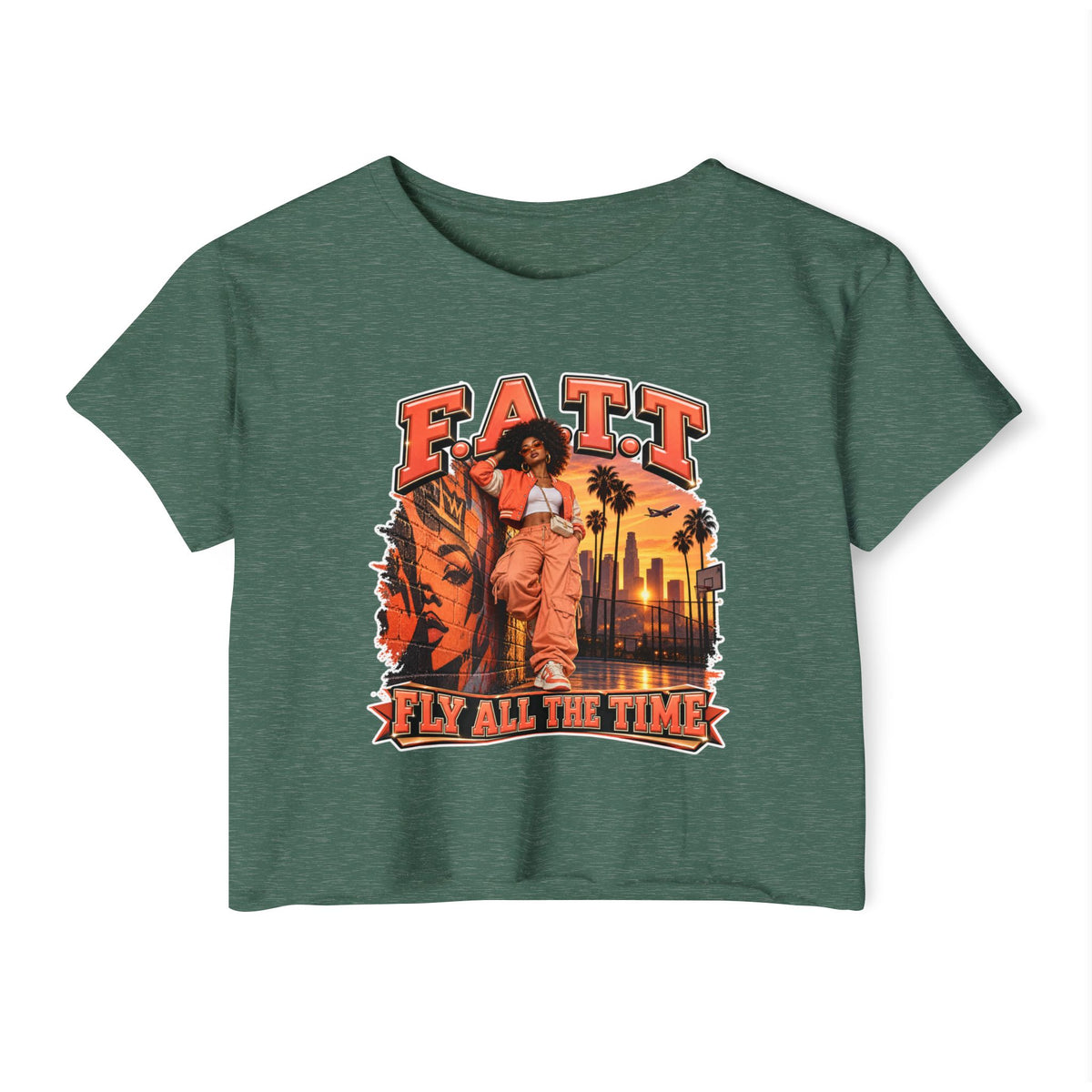 F.A.T.T Women's Coral Sunset Graphic Crop Top