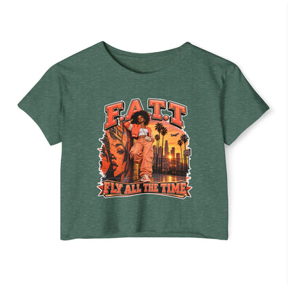 F.A.T.T Women's Coral Sunset Graphic Crop Top