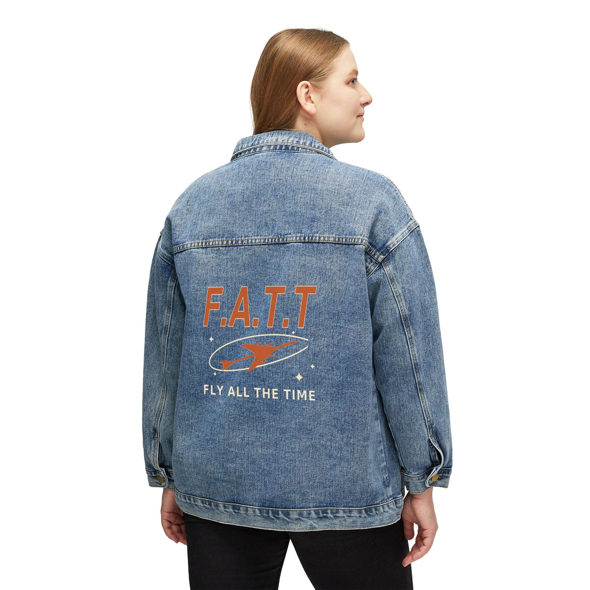 F.A.T.T Women's Flight Denim Jacket — Burnt Orange / Cream