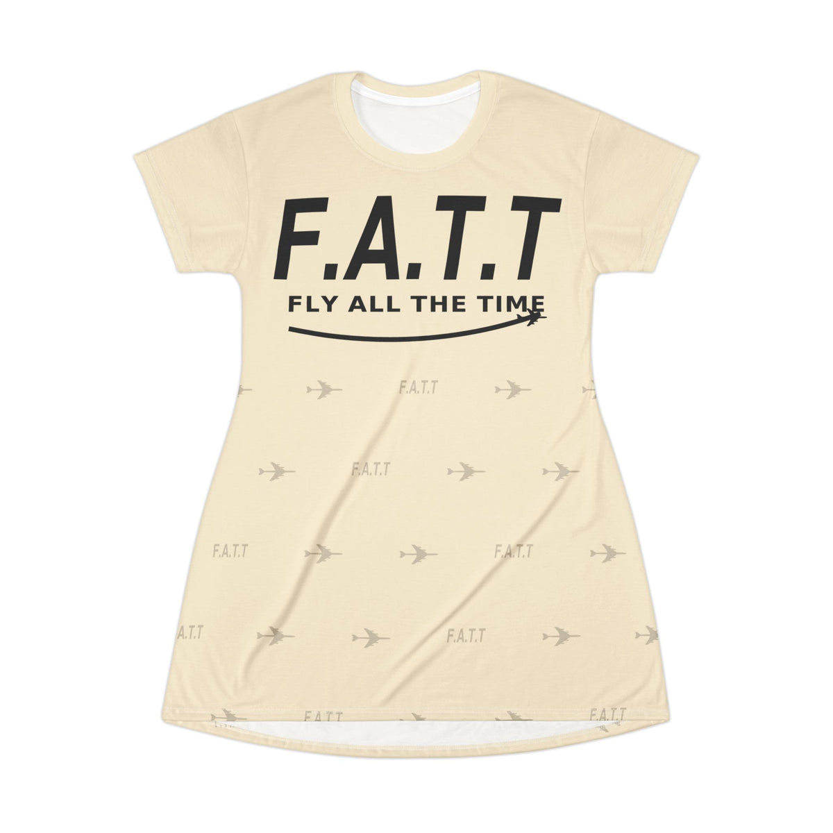 F.A.T.T Women's Flight T-Shirt Dress — Ivory / Black