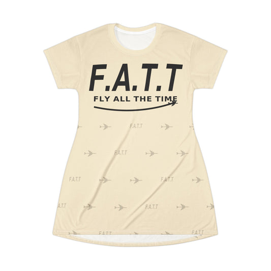 F.A.T.T Women's Flight T-Shirt Dress — Ivory / Black