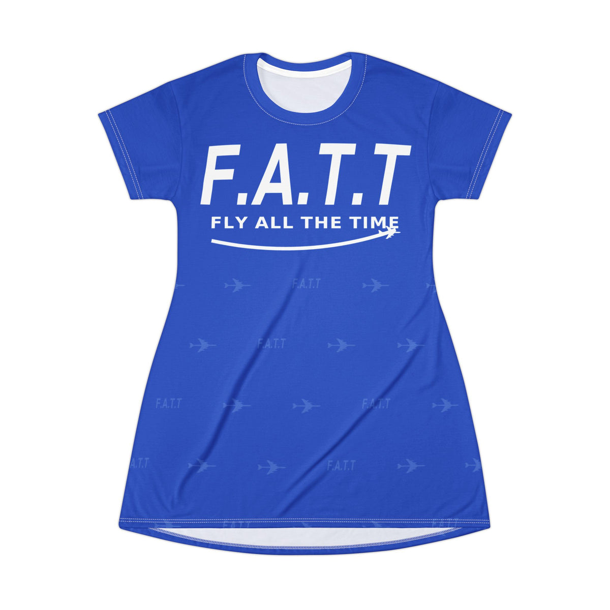 F.A.T.T Women's Flight T-Shirt Dress — Cobalt / White