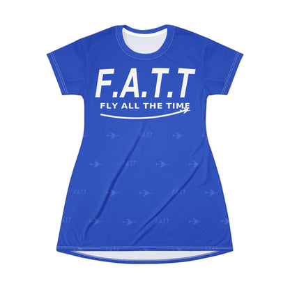 F.A.T.T Women's Flight T-Shirt Dress — Cobalt / White