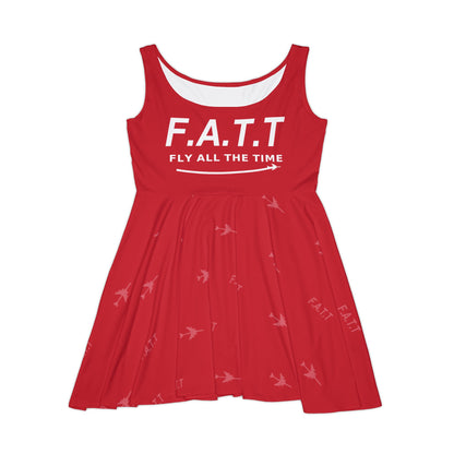 F.A.T.T Women's Flight Skater Dress — Cherry Red / White
