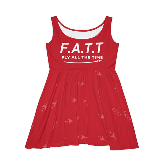 F.A.T.T Women's Flight Skater Dress — Cherry Red / White