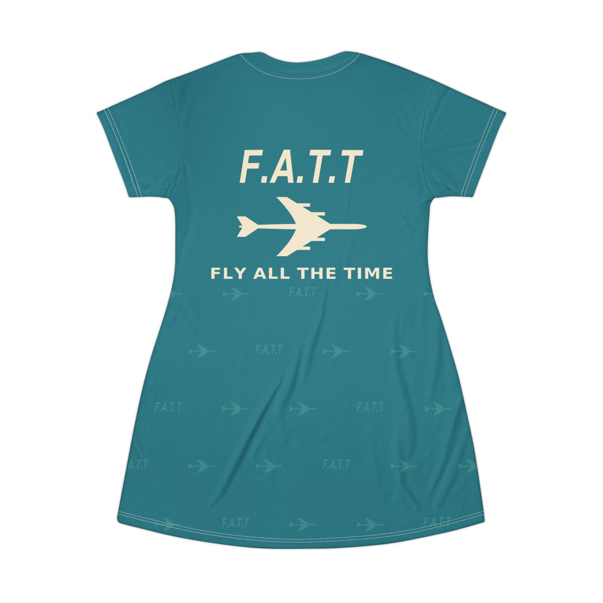 F.A.T.T Women's Flight T-Shirt Dress — Teal / Cream