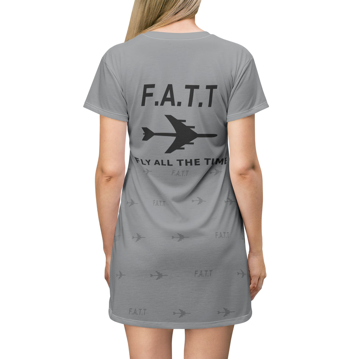 F.A.T.T Women's Flight T-Shirt Dress — Heather Gray / Black