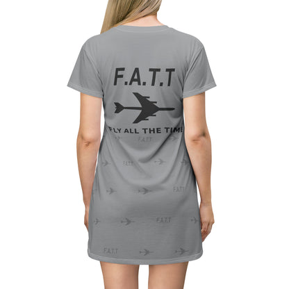 F.A.T.T Women's Flight T-Shirt Dress — Heather Gray / Black
