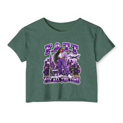 F.A.T.T Women's Purple Skyline Graphic Crop Top