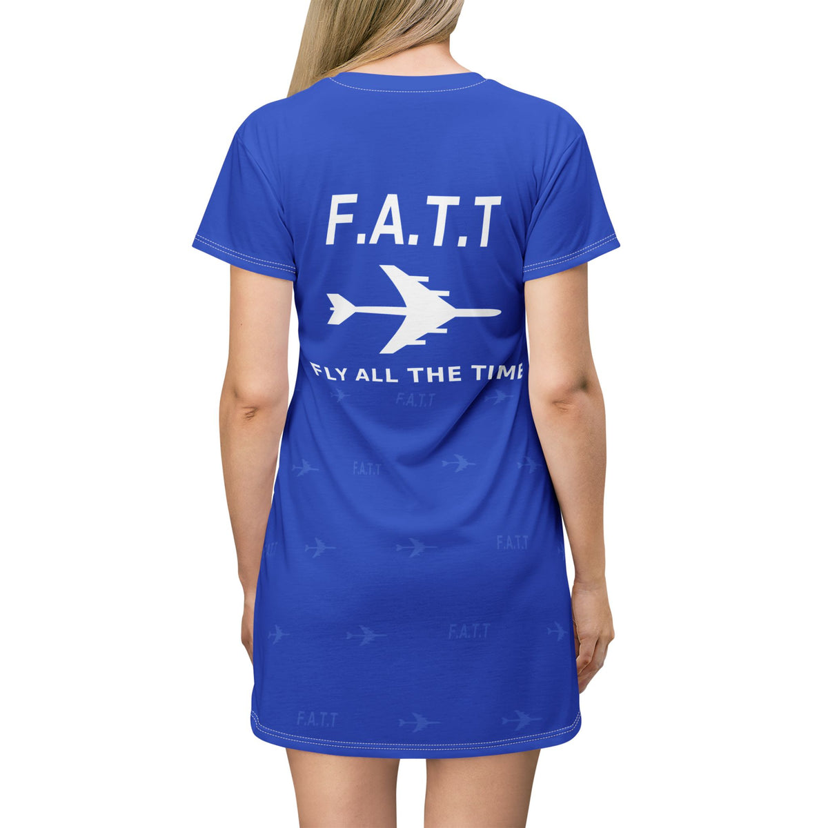F.A.T.T Women's Flight T-Shirt Dress — Cobalt / White