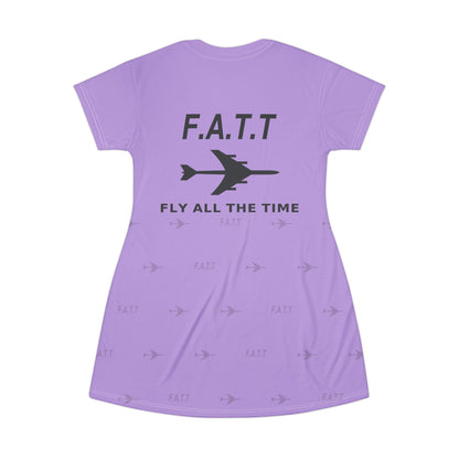 F.A.T.T Women's Flight T-Shirt Dress — Lavender / Charcoal