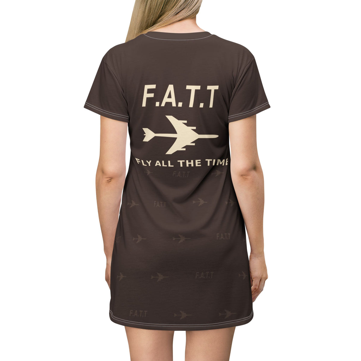 F.A.T.T Women's Flight T-Shirt Dress — Chocolate / Cream