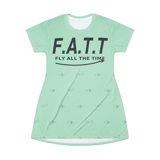 F.A.T.T Women's Flight T-Shirt Dress — Mint / Charcoal