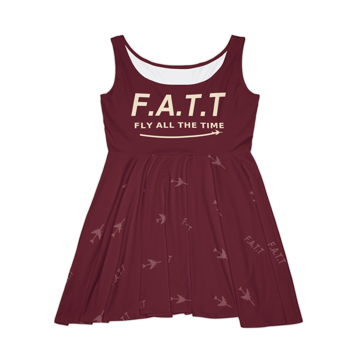 F.A.T.T Women's Flight Skater Dress — Burgundy / Cream