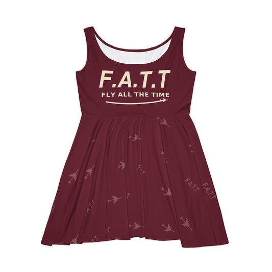 F.A.T.T Women's Flight Skater Dress — Burgundy / Cream
