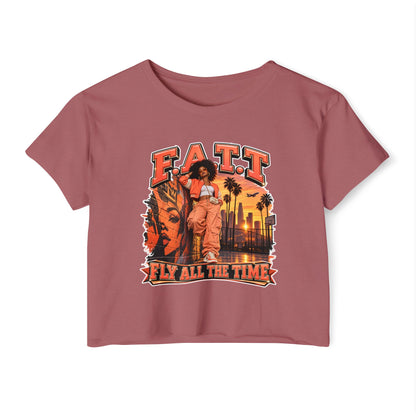 F.A.T.T Women's Coral Sunset Graphic Crop Top