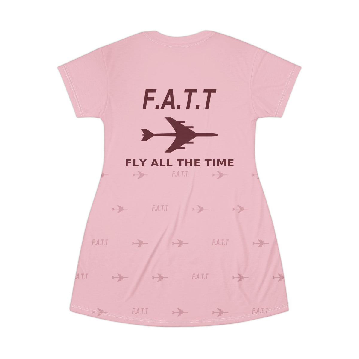 F.A.T.T Women's Flight T-Shirt Dress — Blush / Burgundy
