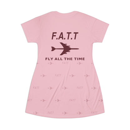 F.A.T.T Women's Flight T-Shirt Dress — Blush / Burgundy
