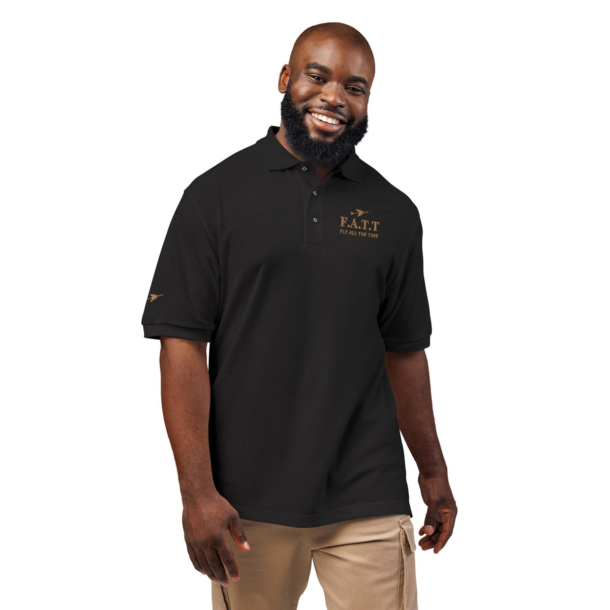 F.A.T.T Signature Embroidered Polo — Black / Gold