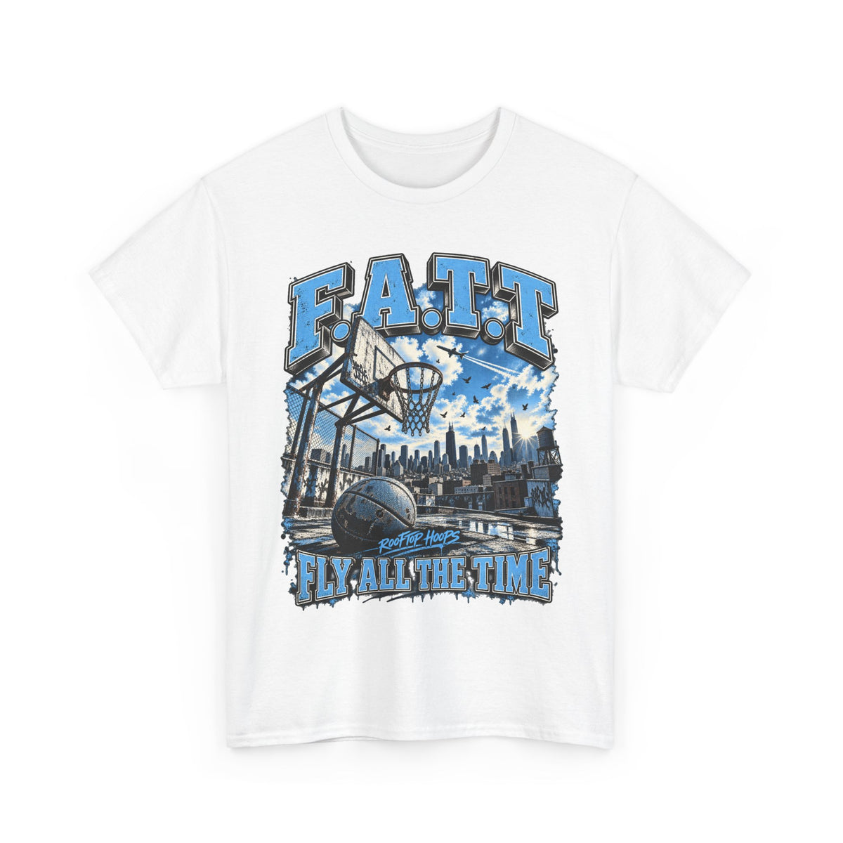 F.A.T.T Rooftop Hoops Graphic Tee — UNC | Cotton S–5XL