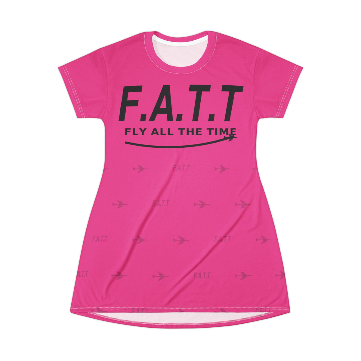 F.A.T.T Women's Flight T-Shirt Dress — Hot Pink / Black