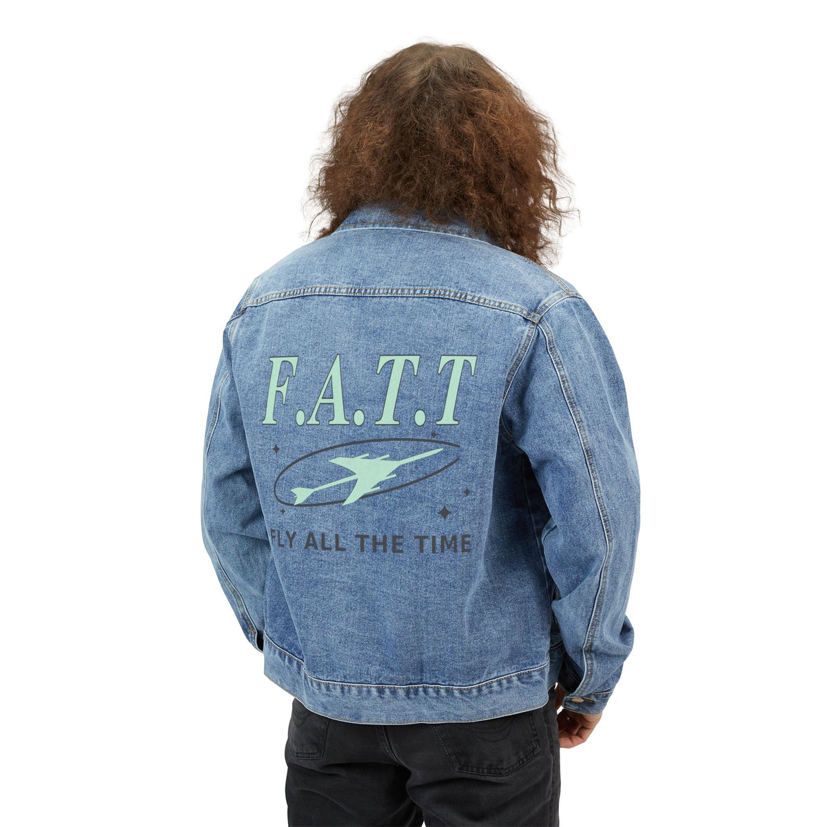 F.A.T.T Men's Flight Denim Jacket — Mint / Charcoal